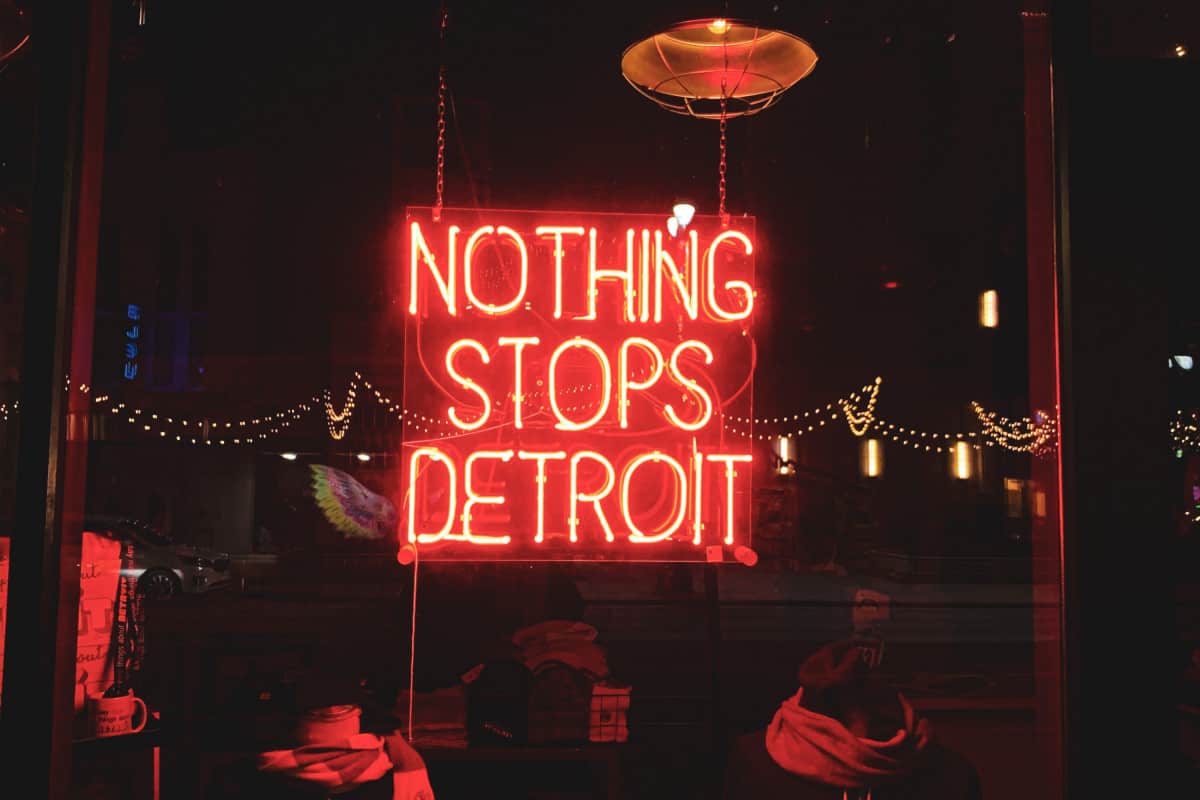 Nothing Stops Detroit Michigan Neon Sign