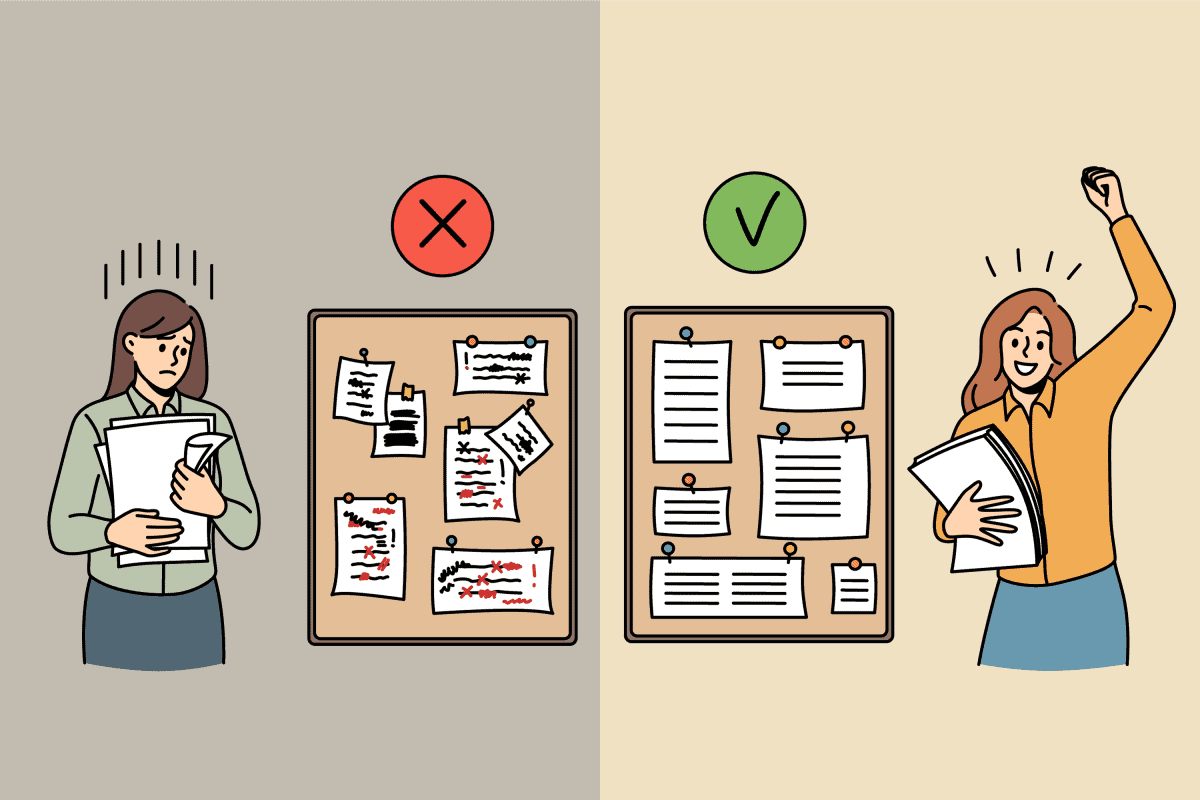 Success vs failure, assignment split screen